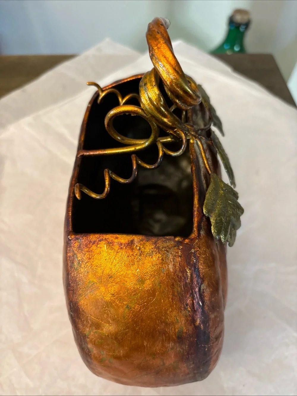 Adorable Hanging /sit Orange Metal Pumpkin Candle Holder Fall Autumn Decoration